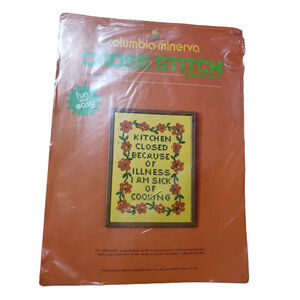 Vintage Cross Stitch Kitchen Wall Art Craft Kit New